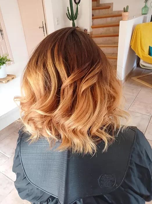 Balayage caramel — réalisation OzAymCoiff à domicile