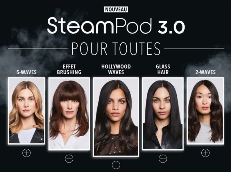Lisseur vapeur Steampod 3.0 : effet brushing, hollywood waves, glass hair